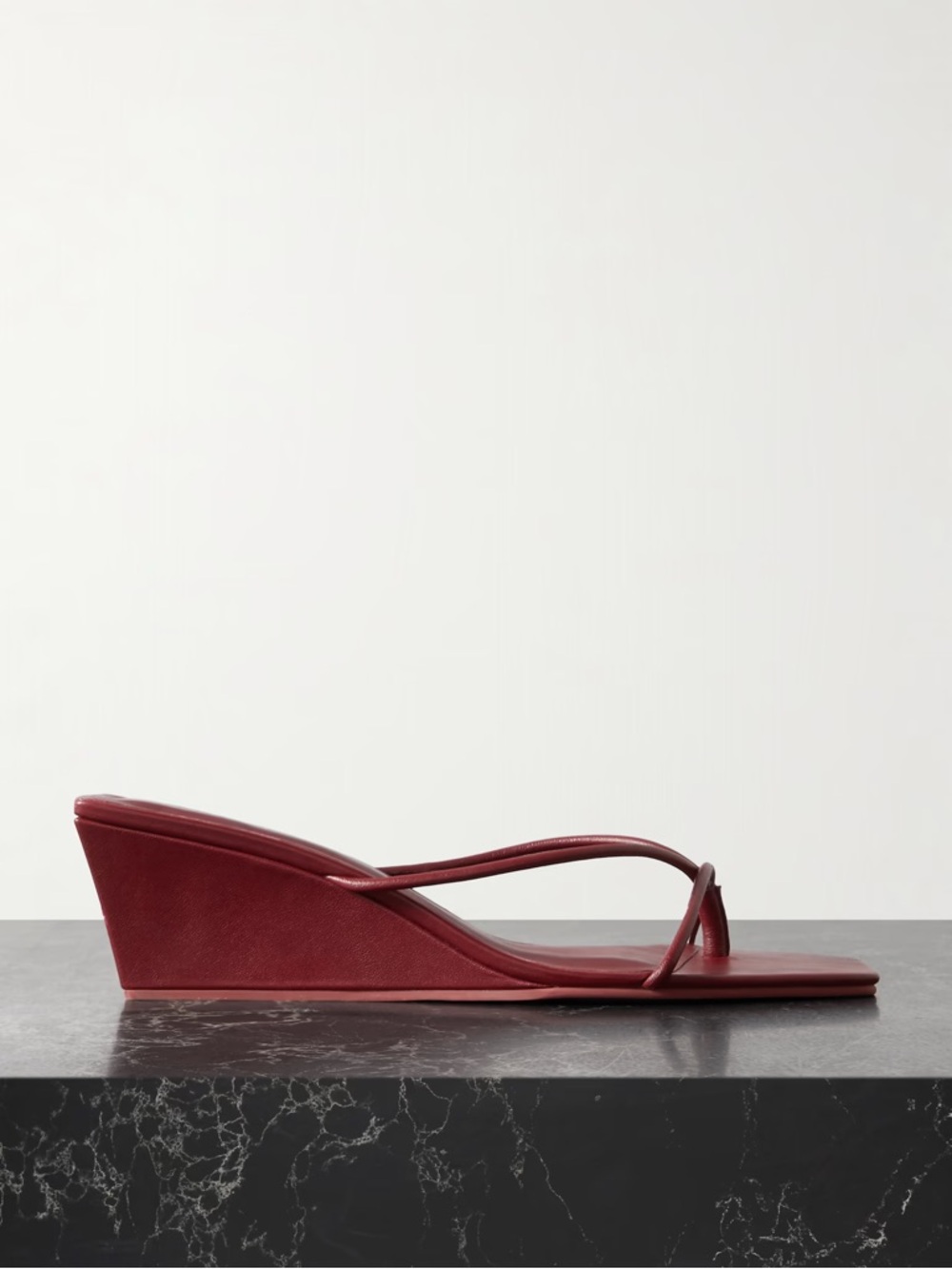 St. Agni Leather Wedge Sandals in Red